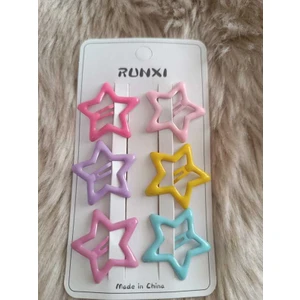 Efna Store Mineli Pastel Renkli Yıldızlı 6 Lı Çocuk Çıt Çıt Toka