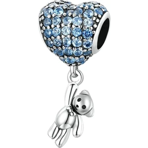Asaf Accessory Sallantılı Mavi Kalpli Ayıcık Charm