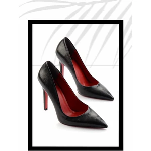 Siyah Yılan Baskı   Kadın Klasik Topuklu Ayakkabı K01455018007