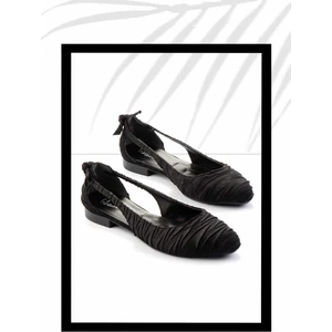 Siyah Kırışık Saten   Kadın Babet K01823016138