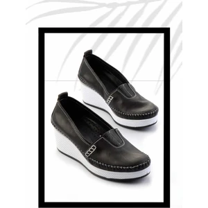 Siyah Deri Kadın Casual Ayakkabı K01908004503