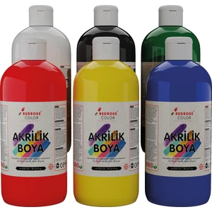 Ana Renkler Akrilik Boya 6'lı Set 6X500 gr Dekoratif, Hobi Amaçlı, Sanatsal, Canlı Renkler