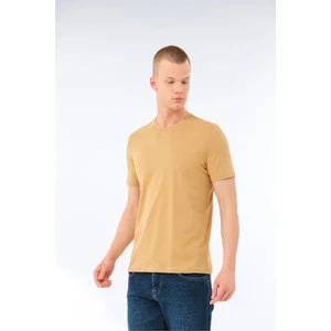 Erkek Günlük % 100 Pamuk Sıfır Yaka Kısa Kollu Renkli Tişört Buzlu Kahve - 421