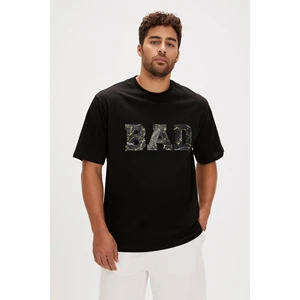Bad Bear Levin Siyah Baskılı Oversize Erkek Tişört