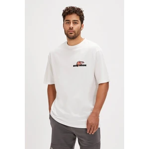 Bad Bear Chamelon Beyaz Baskılı Erkek Oversize Tişört
