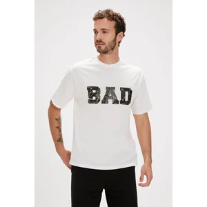 Bad Bear Levin Beyaz Baskılı Oversize Erkek Tişört