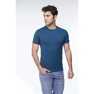 Erkek Günlük Pamuk Sıfır Yaka Kısa Kollu Renkli Tişört Blue Berry - 421