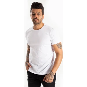 DeepSEA Beyaz Erkek/Unisex Slim Fit Dar Kesim Bisiklet Yaka Pamuklu Likralı Basic Tişört 1801131
