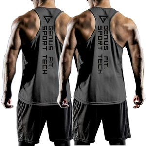 Genius Store 2'li Paket Erkek Dry Fit Y-Back Gym Fitness Sporcu Atleti