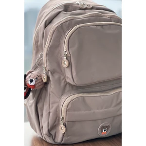 Nemo Group Sütlü Kahve Orta Boy Okul Çantası Laptop ve Seyahat Sırt Çantası Su Geçirmez Ayıcık Anahtarlık Hediyeli