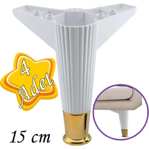 4 Adet Golden Ayak 15 cm Beyaz Altın Gold Mobilya Kanepe Sehpa Ünite Koltuk Ayağı Baza Ayak Ayakları