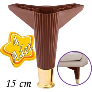 4 Adet Golden Ayak 15 cm Kahve Altın Gold Mobilya Kanepe Sehpa Ünite Koltuk Ayağı Baza Ayak Ayakları