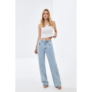 Pieces of Melon x Narod Bıçakçı Acik Mavi Wide Leg Yüksek Bel Jean Pantolon