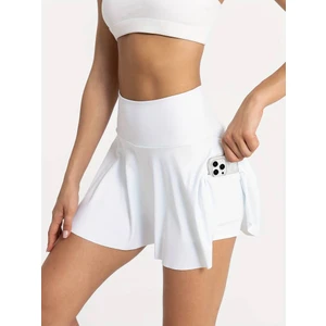 Beyaz Darkalıp Yüksek Bel Içi Taytlı Tenis Etek Darkalıp Polyamid Kumaş Mini Etek