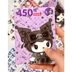 Kağıt Gemi Dükkan Sanrio Kuromi Karakteri 16 Yaprak Defter 450 Adet Sticker Bullet Journal Defter Süsleme/Etiket/Çıkartma