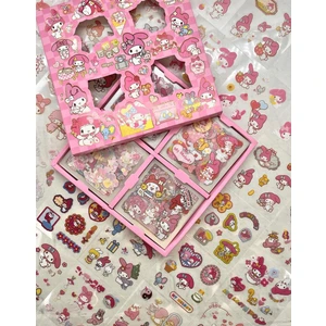 Kağıt Gemi Dükkan Sanrio My Melody Karakterli 4 Bölümlü 100 Yaprak 500 Adet Pembe Kutu Sticker Seti/ Etiket/ Çıkartma/ Bullet Journal/ Scrapbook
