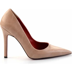 Bej Yılan Baskı   Kadın Klasik Topuklu Ayakkabı K01455018007