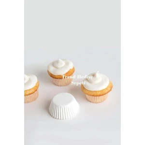 Trend Hediye Sepeti Muffin Cupcake Kek Kalıbı, Beyaz Muffin Kek Kağıdı Takribi 200 Adet Mini Boy 30x20 cm