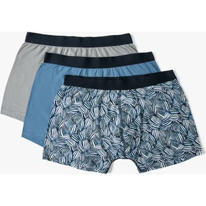 3'lü Boxer Seti Yaprak Baskılı Çok Renkli