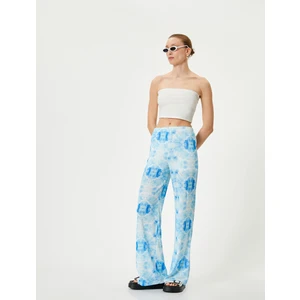 Bol Paça Pantolon Batik Desenli Normal Bel