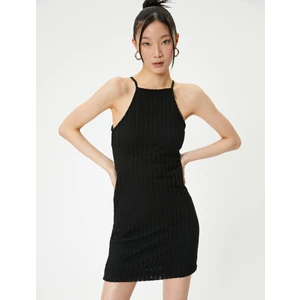 Halter Yaka Mini Kalem Elbise Slim Fit