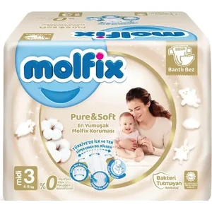 Pure&Soft Bebek Bezi 3 Beden Midi 4-9 Kg 64lü Süper Fırsat Paketi