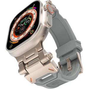 Apple Watch 1/2/3 42MM ile Uyumlu Kordon Metal Başlıklı Silikon Kordon