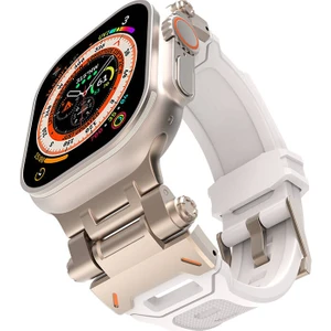 Apple Watch 1/2/3 42MM ile Uyumlu Kordon Metal Başlıklı Silikon Kordon