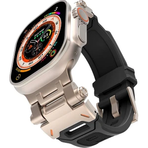 Apple Watch 1/2/3 42MM ile Uyumlu Kordon Metal Başlıklı Silikon Kordon