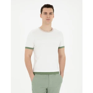 Pierre Cardin Erkek Beyaz Slim Fit Bisiklet Yaka Triko Tişört 50288086-VR013