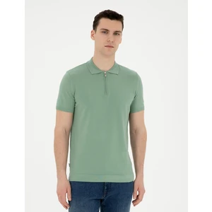 Pierre Cardin Erkek Çağla Slim Fit Fermuarlı Polo Yaka Triko Tişört 50288084-VR016