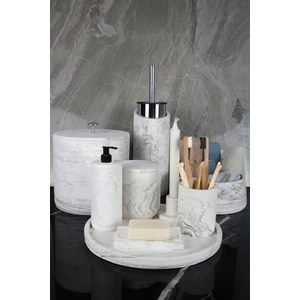 12 Parça Mermer Desenli Beton Banyo Seti Katı Sıvı Sabunluk Diş Fırçalığı Tütsülük Çöp Kovası Tepsi Mumluk Tuvalet Fırçası Havluluk Pamukluk