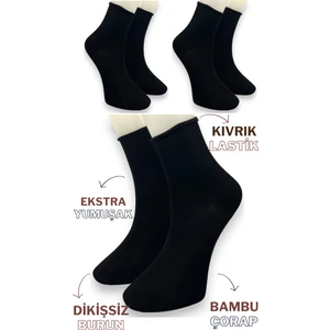 Ciho Socks Premium 3 Çift Bambu Kadın Lastiksiz Roll Top Soket Dikişsiz Çorap / Iz Bırakmaz / Sıkmayan Çorap