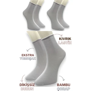 Ciho Socks Premium 3 Çift Bambu Kadın Lastiksiz Roll Top Soket Dikişsiz Çorap / Iz Bırakmaz / Sıkmayan Çorap
