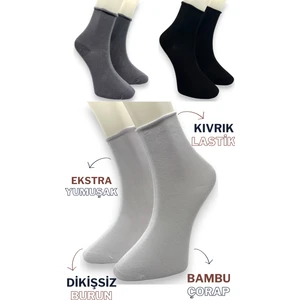 Ciho Socks Premium 3 Çift Bambu Kadın Lastiksiz Roll Top Soket Dikişsiz Çorap / Iz Bırakmaz / Sıkmayan Çorap