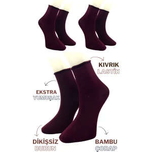 Ciho Socks Premium 3 Çift Bambu Kadın Lastiksiz Roll Top Soket Dikişsiz Çorap / Iz Bırakmaz / Sıkmayan Çorap