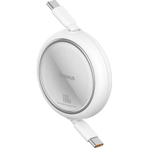 Mini Makaralı Type-C To Type-C 100W Şarj Kablosu 1m Moon White