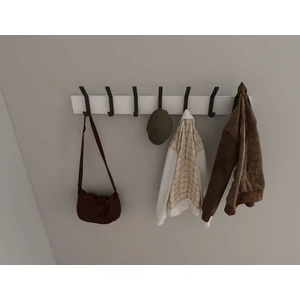 3 Boyutlu Hepsi Modern Duvar Kanca Askılık - 7 Adet Siyah Askılık - Beyaz Mdflam - Model 101