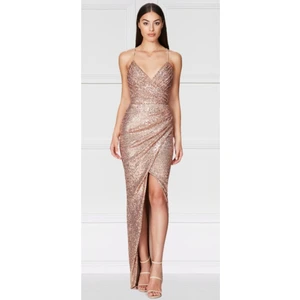Hilal Trend Hilaltrend Zara Pulpayet Işlemeli Gold Abiye Elbise