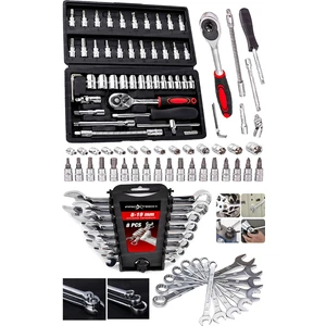54 Parça 46MINI Lokma Takımı Otomatik Cırcırlı 1/4" 8 Parça Kombine Açık Ağız-Yıldız Anahtar Takım