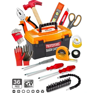 Premium 36 Pcs Full Takım El Aleti Kiti Pense,3 Metre,çekiç,yıldız,düz,tornavida,eldiven Tamir Kiti