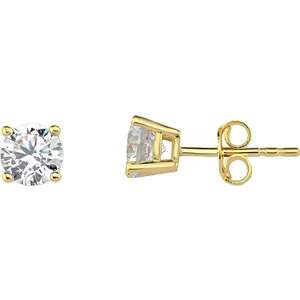 3,5 mm Zirkon 8 Ayar Altın Bayan Tek Taş Küpe EU96SR