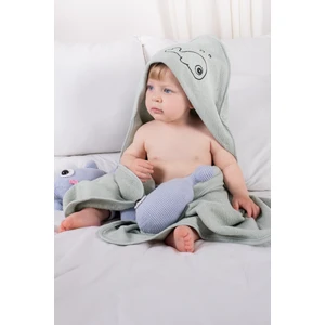 Bambu Balık Nakışlı Bebek Havlu Kundak Ve Kese Seti