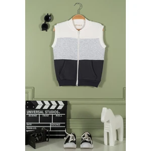 For You Kids Fermuarlı Garnili Kanguru Cep Antrasit Kız Çocuk Yelek