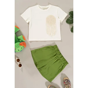 For You Kids Cep Detaylı Tshirt Şort Yeşil Alt Üst Takım