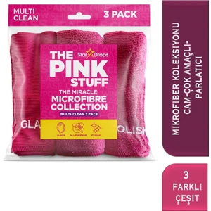 The Pink Stuff Mucizevi Mikrofiber Bez Koleksiyonu 3'lü Paket-Cam/çok Amaçlı/parlaklık