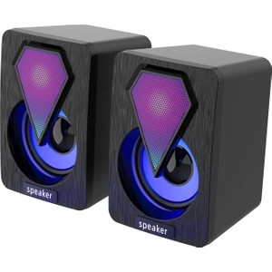 Y-9077 Mini Bilgisayar Hoparlörü Rgb LED Işıklı Gaming Oyuncu Hoparlörü 3.5mm Jack USB Speaker 1+1 Ses Sistemi