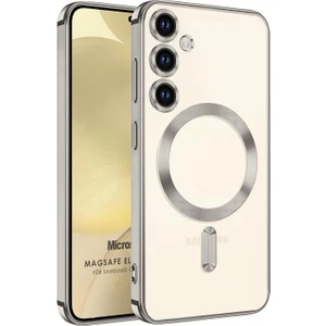Samsung Galaxy S23 Fe Kılıf Magsafe Luxury Electroplate Gümüş
