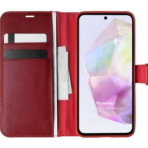Samsung Galaxy A35 Kılıf Delux Leather Wallet Kırmızı