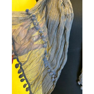 Gönülden Tasarım Ponponlu Bürümcük Kumaş Fular Boyun Bağı 30X150 cm